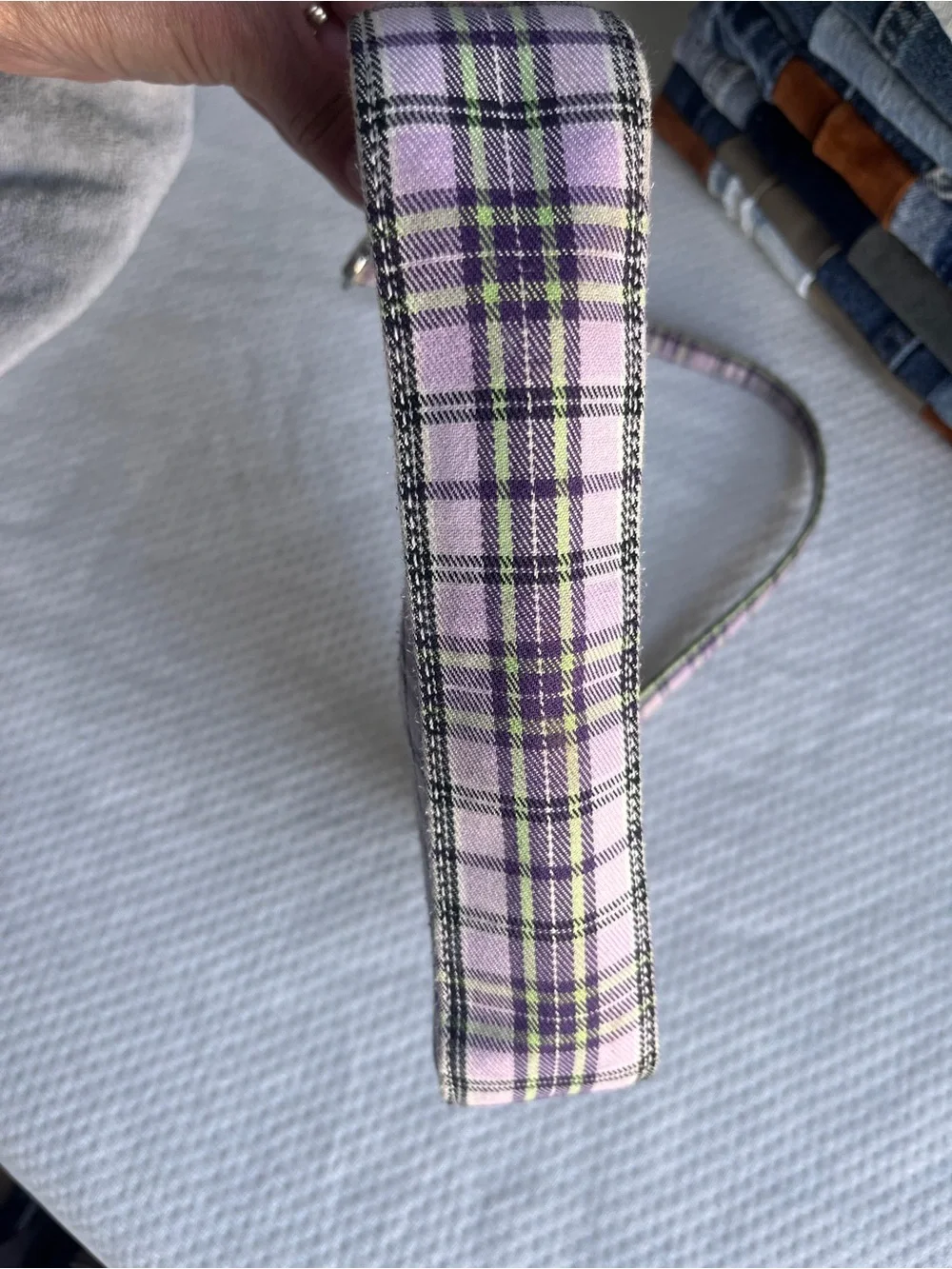 Brandy Melville Y2K Shoulder Bag | Lavender Plaid Baguette Purse | Indie - Picture 7 of 12